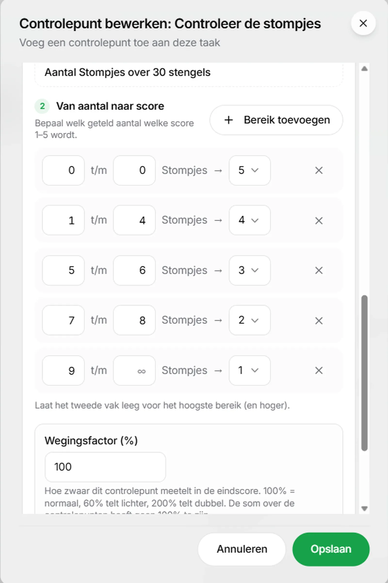 Extra scoremethodes